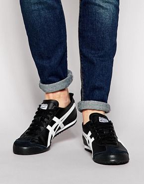 Onitsuka Tiger Mexico 66 Leather Trainers Onitsuka Tiger Women Outfit, Asics Outfit, Black Sneakers Outfit, Onitsuka Tiger Women, Onitsuka Tiger Mens, Tiger Shoes, Sneakers Outfit Men, Mens Sport Sneakers, Tiger Mexico 66