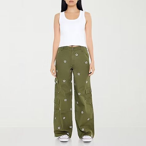 Forever 21 Embroidered Womens Mid Rise Straight Cargo Pant-Juniors, Color: Cypress - JCPenney Women Cargo Pants, Pants Cargo, Closet Inspiration, Cargo Pant, Side Pocket, Cargo Pants, What To Wear, Mid Rise, Forever 21