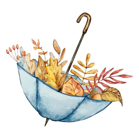 Vector watercolor illustration of a blue... | Premium Vector #Freepik #vector #watercolor-pumpkin #fall-watercolor #vintage-illustration #autumn-watercolor Fall Autumn Illustration, Autumn Illustration Aesthetic, Autumn Vector Illustration, Autumn Watercolor Illustration, Easy Fall Watercolor Paintings, Watercolor Fall Paintings, Autumnal Illustration, Fall Watercolor Paintings Easy, Autumn Illustration Art