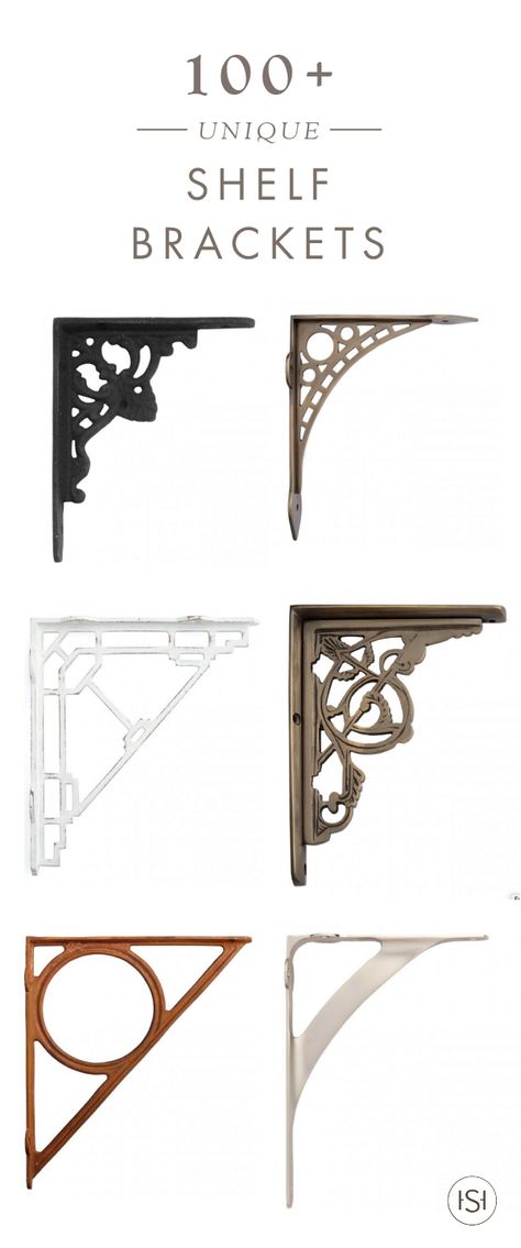 When you want to incorporate exposed shelving to your home but want it to add that bit of something extra to your space, that’s where Signature Hardware’s collection of 100 + Unique Shelf Brackets come in handy! Cool Shelf Brackets, Wall Brackets Decorative, Unique Shelf Brackets, Shelf Support Ideas, Shelf Bracket Ideas, Wall Shelves With Brackets, Shelf Brackets Ideas, Farmhouse Shelf Brackets, Copper Shelf Brackets