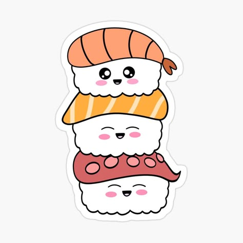 Get my art printed on awesome products. Support me at Redbubble #RBandME: https://www.redbubble.com/i/sticker/cute-sushi-stack-salmon-shrimp-sushi-by-vandepasch/146167484.EJUG5?asc=u Sushi Stack, Sushi Cartoon, Shrimp Sushi, Kawaii Sushi, Cute Sushi, Sushi Design, Salmon And Shrimp, Canvas Drawings, Cute Journals