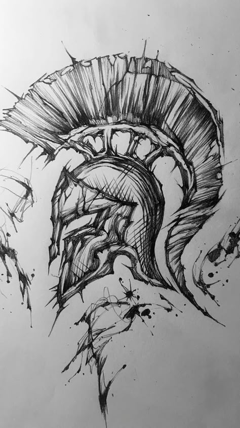 Sparta Tattoo, Witcher Tattoo, Spartan Tattoo, Warrior Drawing, Tattoo Zeichnungen, Warrior Tattoos, Spartan Helmet, Art Doodles, Tattoos Geometric