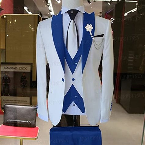 Get five piece suit ready for your wedding with trending fashion, Groom must stand out from the crowd and that's what we give you in this five piece suit. Tuxedo Wedding Suit, Royal Blue Pants, Dress Tuxedo, Business Jacket, Wedding Dress Men, Dress Suits For Men, Groomsmen Suits, Party Kleidung, Tuxedo Dress