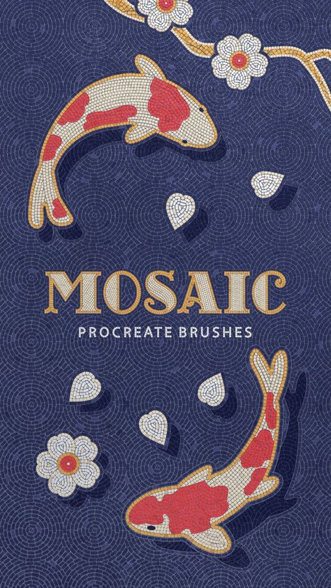 Mosaic Tile Procreate Brushes Aesthetic Mosaic Art, Procreate Graphic Design Ideas, Procreate Illustration Ideas, Ipad Art Procreate Illustrations, Art Tutorials Procreate, Aesthetic Flooring, Mosaic Aesthetic, Procreate Prints, Procreate Art Ideas