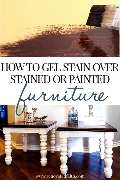 Restain Furniture, Gel Stain Over Paint, Stain Over Stain, Gel Stain Furniture, Gel Stain Kitchen Cabinets, Gel Staining Cabinets, Stain Over Paint, Stain Cabinets, Stain Furniture