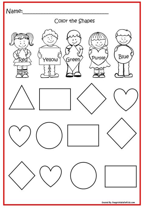 Kinder printable worksheets.Shapes and Color. | Shapes worksheet kindergarten, Shape worksheets for preschool, Kids worksheets printables Shapes Worksheets For Kids, Kindergarten Shapes, Shape Worksheet, Coloring Worksheets For Kindergarten, Shape Worksheets For Preschool, Shapes Worksheet Kindergarten, Preschool Activities Printable, Shape Activities Preschool, Education Wallpaper