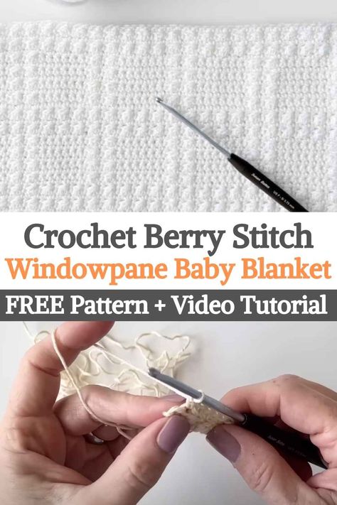 Window Pane Crochet Blanket, Windowpane Crochet Pattern, Berry Stitch Crochet Blanket, Crochet Berry Stitch, Berry Stitch Crochet, Berry Stitch, Baby Afghan Crochet Patterns, Daisy Crochet, Crochet Stitches For Blankets