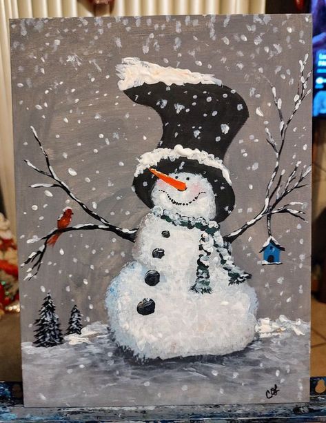 Acrylic Painting Tutorials for Beginners & Beyond | Cutest snowman inspired by Michelle the painter 🥰 | Facebook Acrylic Painting Snowman, Easy Snowman Painting For Kids, Michelle The Painter Tutorials, Snowman Competition, Snow Man Painting, Snowman Painting On Canvas, Painting A Snowman, Snowmen Paintings On Canvas, Acrylic Painting Tutorials For Beginners