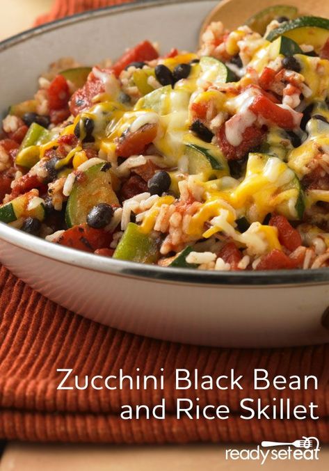 Black Bean And Rice, Bean And Rice, Monday Dinner, Meatless Monday Dinner, Rice Skillet, Enjoy Your Meal, Squash Recipes, Meatless Monday, Zucchini Recipes