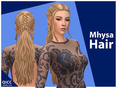 Sims 4 Medieval Hair, Targaryen Hair, Sims 4 Decades Challenge, The Sims 4 Cabelos, Medieval Hairstyles, Sims Medieval, Pelo Sims, Sims 4 Mm Cc, Sims Games