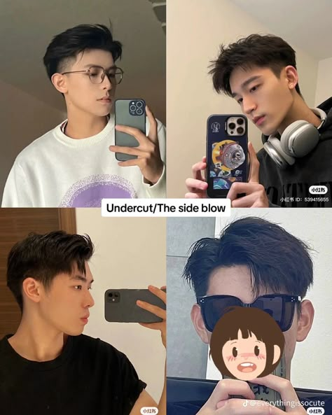 Undercut Men’s Haircut/Style (Korean) Asian Men Two Block Haircut, Undercut X Two Block, Undercut Korean Hairstyle, Korean Straight Hair Men, Short Sides Messy Top Men, Under Cut For Boy, Korean Men Haircut Undercut, Male Korean Haircut, Korean Style Haircut Men