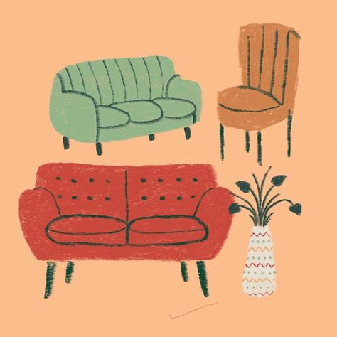 i'm a sucker for cute chairs 🛋✨ #illustration #illustrator #illustrationoftheday #instaart #makersmovement #makersgonnamake #digitalart #sofa #retro #interiors #doodlesofinstagram #ohhdeer Chairs Illustration, Draw Furniture, Cute Chairs, Grey Dining Chairs Modern, Soviet Postcards, Sofa Retro, Room Illustration, Reupholster Chair, Blue Chairs Living Room