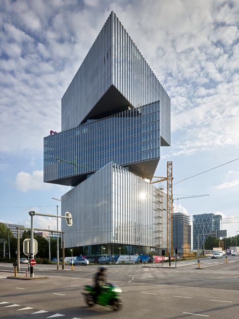 OMA completes Nhow Amsterdam RAI Hotel in Amsterdam Triangle Building, Oma Architecture, Rem Koolhaas, Hotel Lounge, Modern Extension, New York Museums, Organic Architecture, Facade Architecture, Modern Buildings