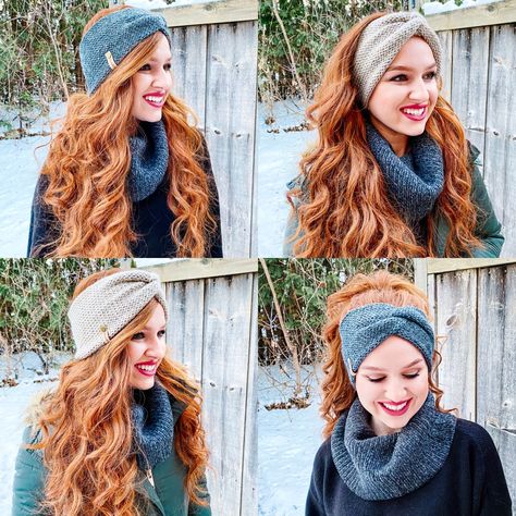 Headband Winter Hairstyles, How To Wear Ear Warmers Headbands, Winter Outfits Headband, Head Band Winter, Winter Hairstyles With Headband, Wool Headband Outfit, Crochet Headband Hairstyles, Knitted Headband Hairstyles, How To Style Ear Warmer Headband