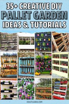 If you have some left over pallets and need a weekend DIY project for your porch or backyard, check out these awesome vertical pallet garden ideas, plant holders and herb gardens for inspiration! #palletgarden #gardenideas #diy #palletideas Pallet Garden Ideas Diy, Pallet Garden Walls, Pallet Garden Ideas, Plant Herbs, Vertical Pallet Garden, Herb Garden Pallet, Pallet Projects Garden, Diy Wood Pallet Projects, Tattoo Plant