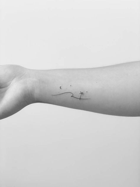 Fine Line Tattoo, Beach Tattoo, Minimalist Line Art, Line Tattoo, Fine Line Tattoos, Line Tattoos, Fine Line, Unique Tattoos, Beach Summer