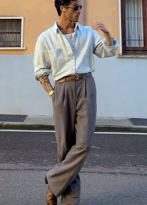 Men Masculine Style, Men Old School Fashion, Portugal Mens Fashion, Chic Guy Outfits, Old Money Men Outfits Aesthetic, Retro Outfit Ideas Men, Simple Formal Outfits Men, Clothing Style For Men, Vintage Italian Mens Fashion