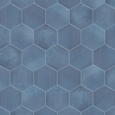 KDC Tile and Marble Geometric Hexagon 6" x 6" Porcelain Wall & Floor Tile | Wayfair Blue Shower Floor Tile, Navy Blue Shower Tile, Blue Hexagon Tile Bathroom, Blue Bathroom Floor, Blue Hexagon Tile, Blue Floor Tile, Blue Tile Floor, Blue Shower Tile, Blue Nova