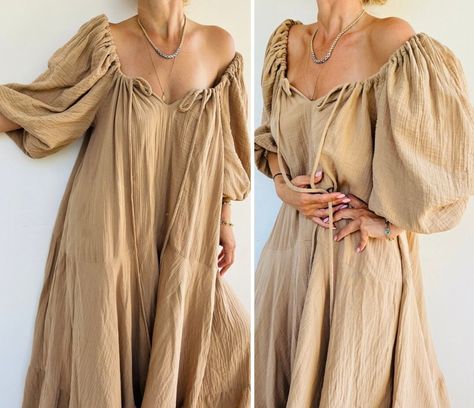 Long Cotton Dresses, Long Boho Dress, Summer Long Dress, Muslin Dress, Boho Dresses Long, Natural Clothing, Dress Off Shoulder, Cotton Long Dress, Mode Boho