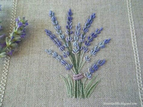 Bouillon stitch Lavender Hardanger Embroidery, Pola Sulam, Needlework Embroidery, Brazilian Embroidery, 자수 디자인, Silk Ribbon Embroidery, Crewel Embroidery, Hand Embroidery Stitches, Hand Embroidery Patterns