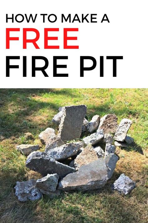 Fire Pit On A Budget, Easy Diy Fire Pit, Homemade Fire Pit, Diy Fire Pit Ideas, Make A Fire Pit, Fire Pit With Rocks, Stepping Stone Walkways, Recycled Concrete, Make A Fire