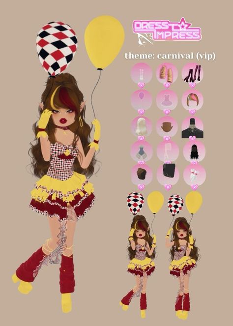 Dress To Impress Roblox Game Outfits Theme Award Show, Carnival Outfit Inspo Dti, Carnival Dti Outfit, Dress To Impress Theme Carnival, Carnival Outfit Dress To Impress, Dti Carnival, Dress To Impress Carnival, Sailor Outfit For Women, Xmas Day Outfit Ideas