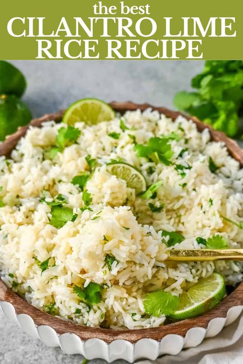 Easy Cilantro Lime Rice, Cilantro Rice Recipe, Cilantro Lime Rice Recipe, Mexican Entrees, Lime Rice Recipes, Mexican Side Dishes, Cilantro Rice, Healthy Bowls Recipes, Rice Side Dishes