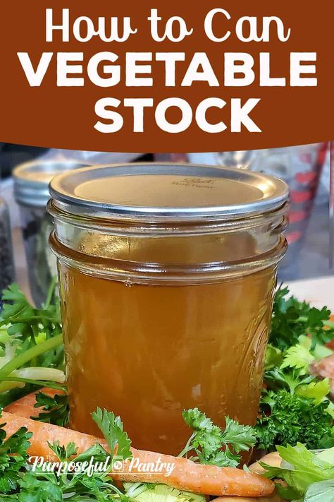 Learning how to can vegetable stock will help you save money, create a shelf-stable pantry ingredient, and help you reduce food waste in your kitchen! #canning #preserving #pressurecanning #vegetablestock Recipes With Vegetable Broth, Leftover Veggies, Homemade Vegetable Broth, Preserving Vegetables, Pressure Canning Recipes, Stock Recipes, Home Canning Recipes, Canning Vegetables, Storing Vegetables