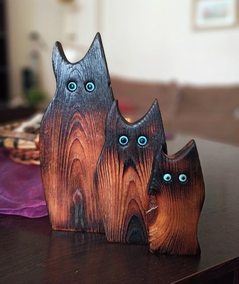 Wooden Cats Diy, Wood Cats Projects, Wood Cats, Wooden Cats, Easy Woodworking Projects Diy, Tre Kunst, Patio Lanterns, Woodworking Plans Pdf, Scrap Wood Crafts