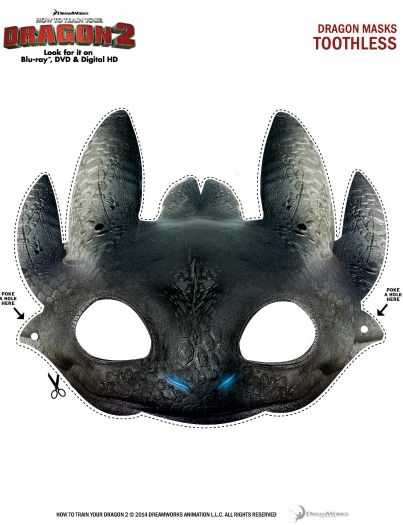 Free Printable Toothless Dragon Mask - How to Train Your Dragon 2 Toothless Party, Mascara Papel Mache, Toothless Costume, Dragon Day, Dragon Birthday Parties, Masque Halloween, Dragon Mask, Toothless Dragon, Dragon Crafts