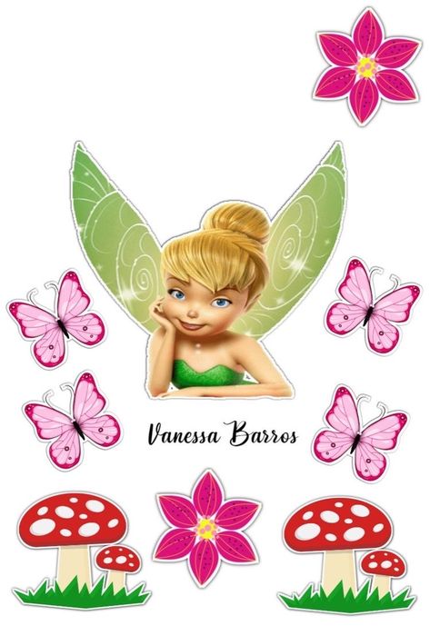 Fairy Printable Topper, Tinkerbell Cake Topper Free Printable, Tinker Bell Cake Topper Printable, Tinkerbell Printable Cake Topper, Tinkerbell Printable, Bolo Tinker Bell, Tinkerbell Cake Topper, Tinkerbell Birthday Cakes, Batman Cake Topper