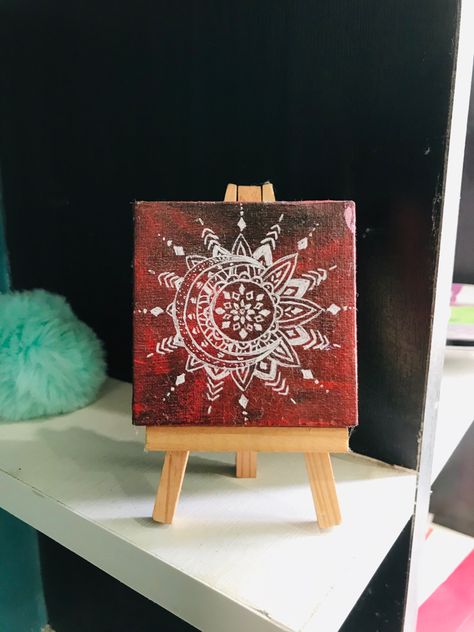 Miniature Mandala Art, Moon Rangoli, Mini Mandala Art, Mandala Art Painting, Mini Mandala, Lippan Art, Art Painting Acrylic, Mini Canvas, Dot Painting