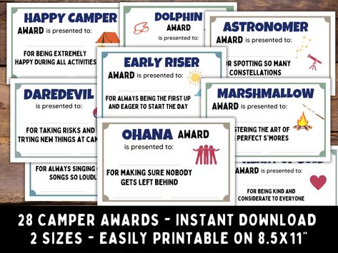 Girls Camp Awards, Camp Awards, Adult Summer Camp, Camp Memories, Fun Awards, Sleepaway Camp, Award Ideas, Vacation Meals, Member Card