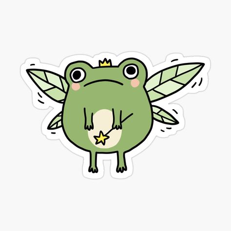 Cute Sticker Doodles, Sticers Idea Easy, Sticker Ideas Aesthetic, Short Jean Jacket, Stickers Bonitos, Frog Fairy, Green Stickers, Frog Stickers, Cute Animal Stickers