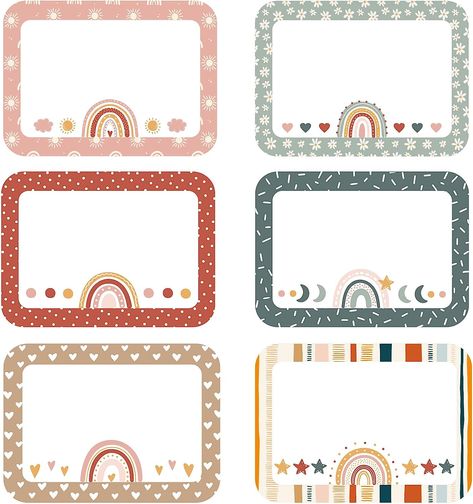 Class Teacher Name Board, Name Plate Classroom, Classroom Label Ideas, Cute Name Tags For School Free Printable, Bulletin Board Ideas For Teachers Boho, Boho Label Design, Boho Name Tags Classroom, Desk Name Tags Classroom, Boho Bulletin Board Ideas Classroom