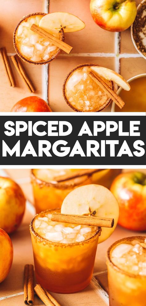 Cider Margarita Recipe, Apple Cocktail Recipes, Apple Cider Margarita, Cider Margarita, Apple Margarita, Cider Cocktail Recipes, Cinnamon Drink, Apple Cocktail, Spiced Drinks