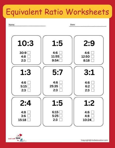 ! These printable worksheets help students practice finding equivalent ratios, writing ratios in simplest form, and solving ratio problems. #math #worksheets Letter P Worksheets, Equivalent Ratios, Math Worksheets For Kids, Grade 6 Math, Preschool Tracing, Multiplication Worksheets, Printable Math Worksheets, Word Problem Worksheets, Kids Math Worksheets