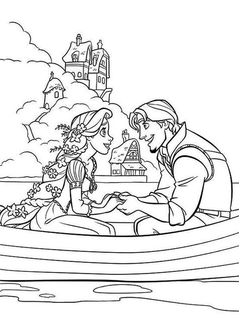 Rapunzel On Boat With Flynn Coloring Page : Kids Play Color Coloring Pages For Kids Disney, Rapunzel Coloring, Rapunzel Y Flynn, Tangled Coloring Pages, Rapunzel Coloring Pages, Rapunzel Drawing, Princess Coloring Sheets, Disney Princess Colors, Rapunzel And Flynn