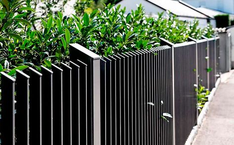 Aluminum Vs Metal Fences Fence Wall Design, Garden Railings, Aluminum Fencing, Fence Gate Design, Modern Fence Design, Front Fence, Front Gate Design, Steel Fence, Wrought Iron Fences