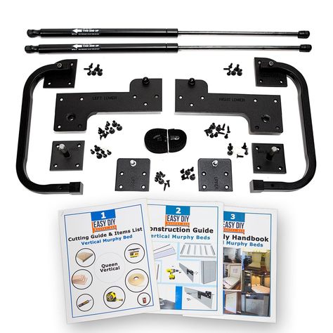 PRICES MAY VARY. Vertical FULL Cabinet finished measurements: 81-7/8 in H x 60-3/8 in W x 16 in D (closed) x 81 in D(open) See product images for dimensions. TESTED DIY MURPHY BED KIT: Our hardware has been time tested for over a decade. Includes all the hardware you need to build your own quality hideaway Murphy Bed, saving you money and space. PROFESSIONAL HARDWARE: Our Murphy Bed Kit includes professional-grade American made gas pistons and all-in-one pivot plate for faster setup, less measur Build Murphy Bed, Murphey Bed, Diy Murphy Bed Kit, Folding Cabinet, Diy Murphy Bed, Murphy Bed Hardware, Murphy Bed Kits, Fold Down Beds, Bed Hardware
