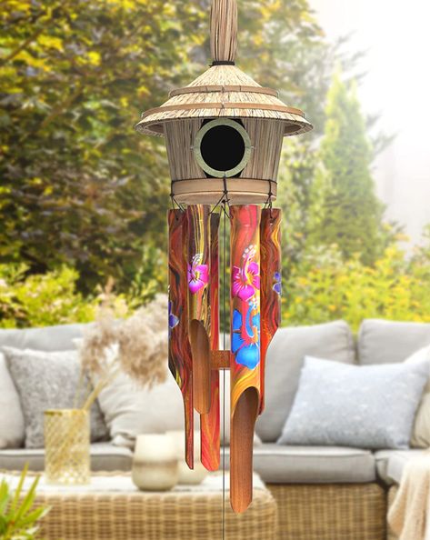 Amazon.com : Nalulu House Bamboo Wind Chimes - Outdoor Wood Wooden Windchimes with Birdhouse, Handcrafted with Calming Deep Tones, Ideal Home Decor or Gift for Any Occasion : Patio, Lawn & Garden Bamboo Wind Chimes, Wooden Porch, Outdoor Wood, Birdhouse, Lawn Garden, Bird Houses, Ideal Home, Wind Chimes, Gifts For Him