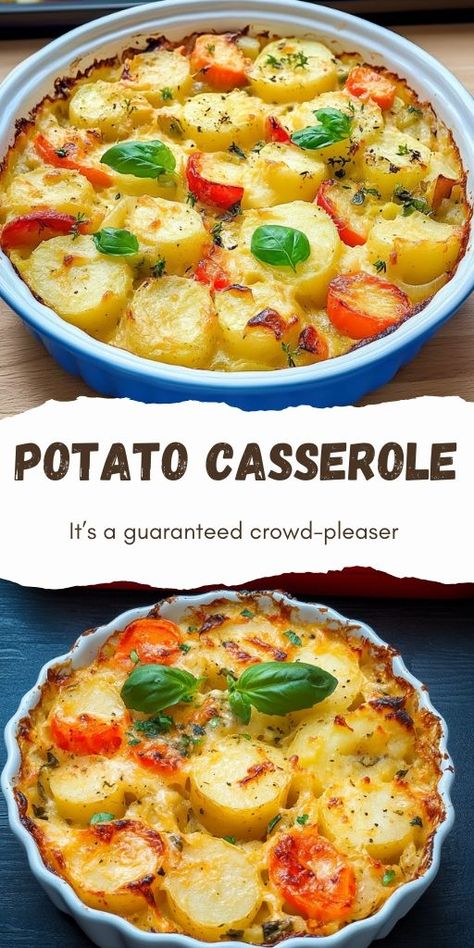 Delicious Potato and Vegetable Casserole Ingredients: 4 potatoes, peeled and diced 2 eggs, boiled and chopped 1 onion, chopped Olive oil 1 tablespoon salt 1 carrot, grated 1 green pepper, chopped 1/2 red bell pepper, chopped 100 grams feta cheese, crumbled 1 raw egg 100 grams (1/2 cup) flour 100 grams (1 cup) cheese, grated #Potato #Casserole Eggs Boiled, Veggie Casserole, Bell Pepper Recipes, Grated Potato, Colorful Vegetables, 15 Minute Meals, Cheese Topping, Green Pepper, Creamy Cheese