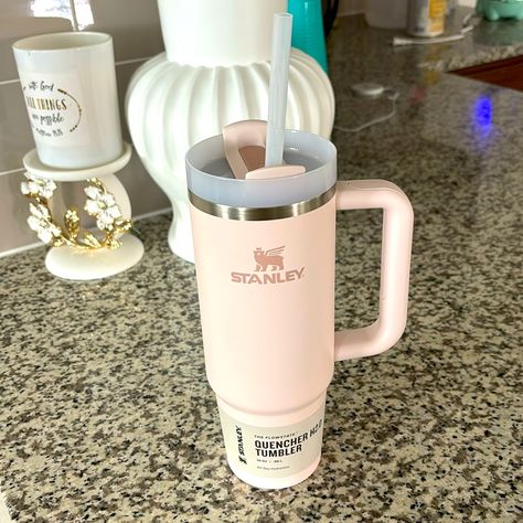 Cute Baby Pink 30oz Stanley Cup. Let Me Know If You Have Any Questions! Stanley Cup Cheap, Coquette Stanley Cup, Stanley Cup Light Pink, Baby Pink Stanley, Stanley Pink Cup, Cute Stanley’s, Cute Stanley Cups, Light Pink Stanley, Stanley Cup 30 Oz