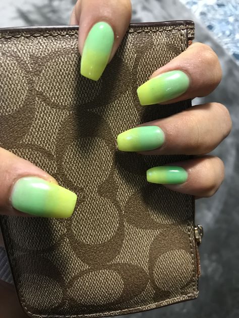 Sage Green And Yellow Nails, Green And Yellow Nail Art, Short Green And Yellow Nails, Yellow Green Nails Design, Green And Yellow Nails Design, Peridot Nails, Green And Yellow Ombre Nails, Green Yellow Nails, Green Yellow Ombre Nails