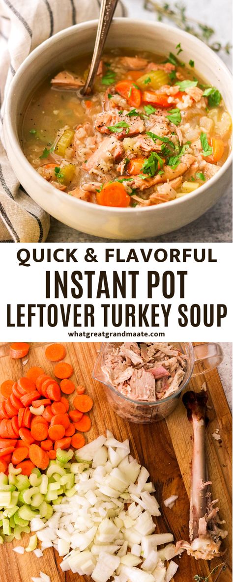 Instant Pot Turkey And Rice, Paleo Instant Pot Soup Recipes, Leftover Turkey Recipes Easy Soup Instant Pot, Turkey And Wild Rice Soup Instant Pot, Turkey And Rice Soup Instant Pot, Turkey Rice Soup Instant Pot, Turkey Stew Instant Pot, Instant Pot Turkey Noodle Soup Recipes, Turkey Soup Instant Pot Recipes