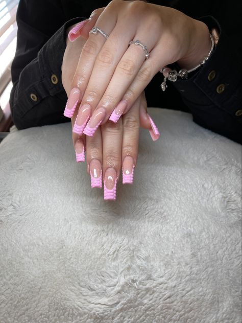 Reptile Skin Nails, Pink Frenchies Nails, Frenchies Acrylic Nails, Reptile Nails, Reptile Skin, Pink Nail Designs, Pretty Acrylic Nails, Nails Ideas, Short Nails