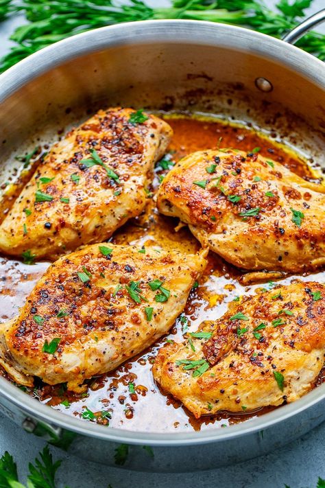 15-Minute Garlic Butter Chicken (Easy Stovetop Recipe!) - Averie Cooks Stove Top Chicken Breast Recipes, Butter Chicken Easy, Stove Top Chicken Breast, Garlic Sauce For Chicken, Healthy Orange Chicken, Stovetop Chicken, Easy Chicken Recipe, Averie Cooks, Chicken Breast Recipes Easy