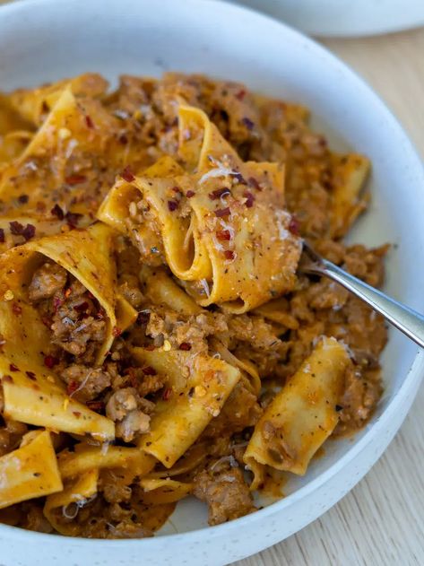 Creamy Sausage Pasta - Simple Home Edit Dnd Food, Creamy Sausage Pasta, Pork Pasta, Sausage Pasta Recipes, Italian Sausage Pasta, Slow Cooker Breakfast, 2024 Recipes, Mild Italian Sausage, Home Edit