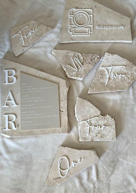 Granite Wedding Decor, Marble Table Numbers Wedding, Marble Table Numbers, Stone Wedding Decor, Stone Table Numbers, White Wedding Theme, Marble Wedding, Stone Wedding, Greece Wedding