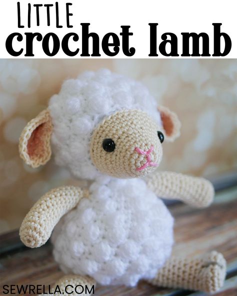 This little lamb is the perfect homemade gift for the baby in your life! All the fluff made from bobble stitches is easy to follow with my free pattern. Click this pin to see my little lamb lovey blanket too! #crochet #lamb #amigurumi #crochetlamb #amigurumilamb #freepattern #forbeginners #easypattern #diy #stuffedanimal #crochetforkids #crochetforbabies #crochetfortoddlers Crochet Sheep Free Pattern, Crochet Lamb Pattern, Crochet Sheep, Easy Crochet Animals, Pola Amigurumi, Crochet Baby Toys, Crochet Gratis, Haken Baby, Bobble Stitch